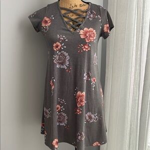 love, Fire Gray Floral Midi Dress